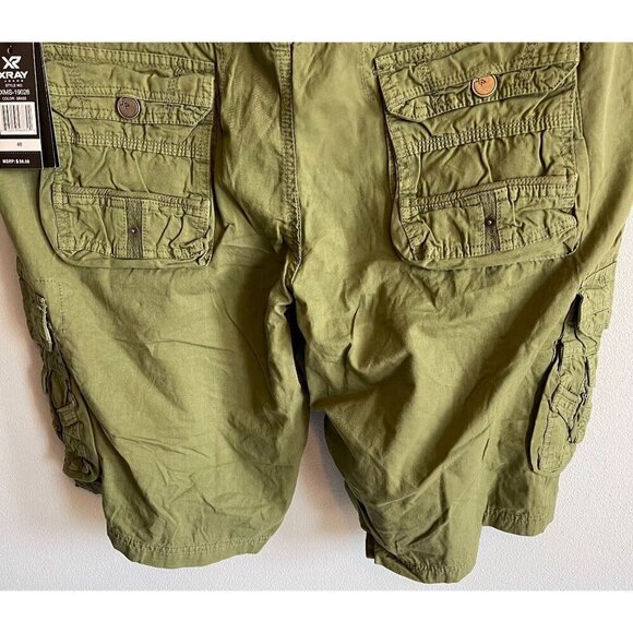 X RAY Mens Belted Twill Tape Knee Length Cargo Shorts Green Size 40 NEW - Picture 8 of 14